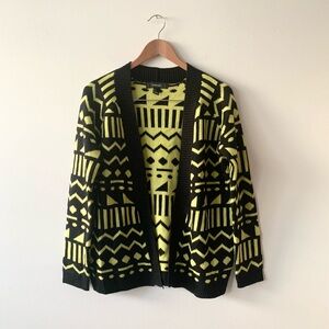 NEW Forever 21 Black and Yellow Patterned Knit Cardigan